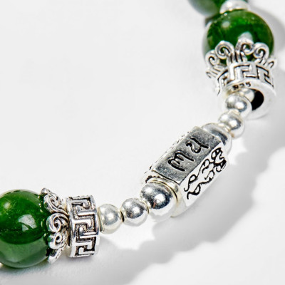 Vòng Tay Phong Thủy Nữ Đá Diopside Phối Charm Hoa Vintage (7mm) Mệnh Mộc, Hỏa Ngọc Quý Gemstones