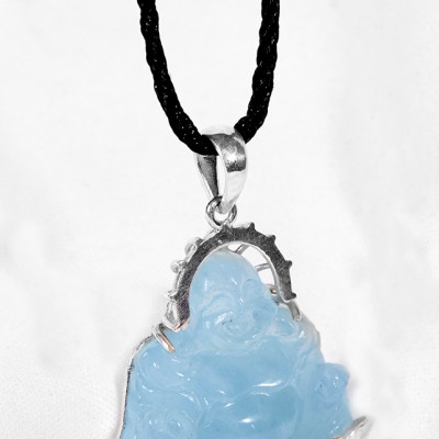 Mặt Dây Chuyền Phật Di Lặc Đá Aquamarine Ngọc Quý Gemstones