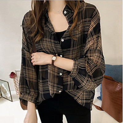 Áo Sơ Mi Dài Tay Dáng Rộng Họa Tiết Kẻ Sọc Thời Trang Cho Nữ Haint Boutique