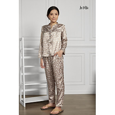 Đồ Bộ Nữ Mặc Nhà Pijama Dài Lụa Hàn Cổ Trụ Maxivic, La Mộc - MM112116