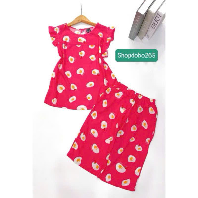 Đồ bộ nữ,đồ ngủ mặc nhà lửng tay cánh tiên vải lanh mềm,mát BL 169 hoạ tiết dễ thương size 45-70kg.
