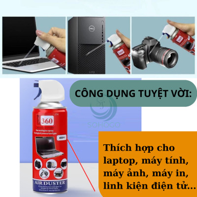 Chai xịt khí nén 450ml vệ sinh thiết bị điện tử – chuyên dụng cho PC, laptop, bàn phím, máy ảnh, và thiết bị văn phòng- Hàng nhập khẩu