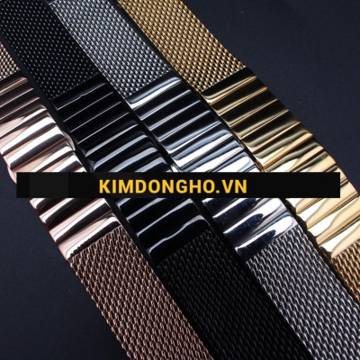 Dây đồng hồ kim loại dạng lưới mắt khúc khóa bướm