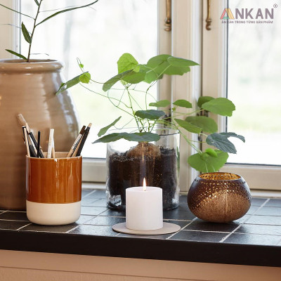 Đèn Gáo Dừa Đựng Nến Tealight Handmade Đèn Decor Tự Nhiên Trang Trí Spa Cafe Homestay