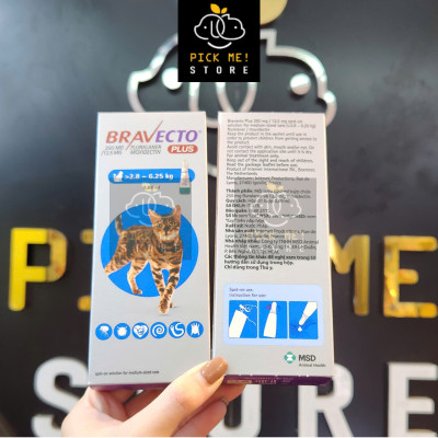 Nhỏ gáy BRAVECTO PLUS Xổ Giun, Phòng và Trị Ve Rận, Bọ Chét, Nội Ngoại Kí Sinh cho Mèo