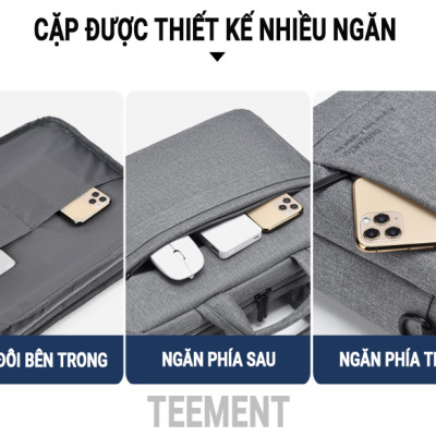 Cặp Đựng Chống Sốc Cao Cấp Teement, Chống Nước, Chống Xước, Dành Cho Laptop 13,14,15.6icnh - Hàng Chính Hãng