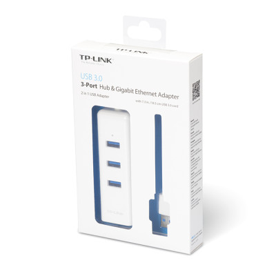 Bộ Chuyển Đổi Mạng USB 3.0 Sang Ethernet Gigabit kèm 3 cổng USB 3.0 TP-Link UE330 - Hàng Chính Hãng