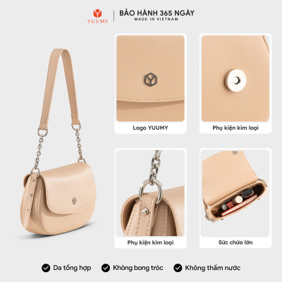 Túi Yuumy (Thời trang nữ nắp gập dáng cong size 24 - Túi đeo vai da Seasand YN340)
