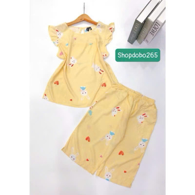 Đồ bộ nữ,đồ ngủ mặc nhà lửng tay cánh tiên vải lanh mềm,mát BL 169 hoạ tiết dễ thương size 45-70kg.