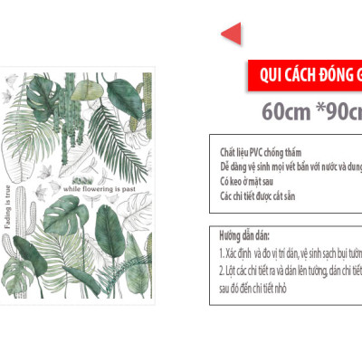 Sticker Giấy Dán Tường Decal Dán tường Mẫu Hoa Lá Cực Xinh ZH008