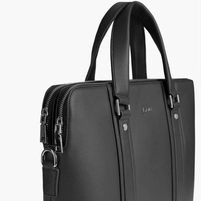 Túi Xách, Cặp Công Sở Thời Trang Nam Da Bò Swift Cao Cấp 2 Khoá GCE21 Đen