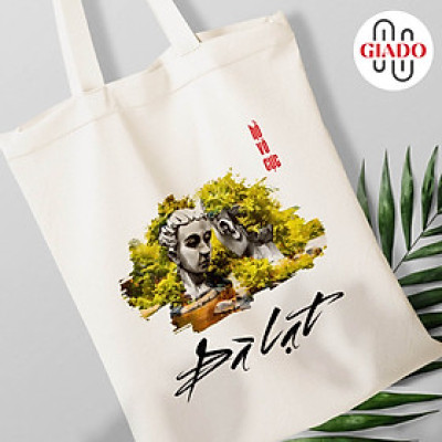 Túi canvas GIADO, túi vải bố, túi tote mẫu Đà Lạt tượng đá hồ Vô Cực