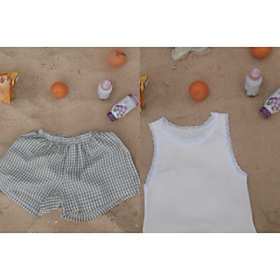 Set áo ba lỗ quần ca ro ngắn | đồ ngủ thoáng mát