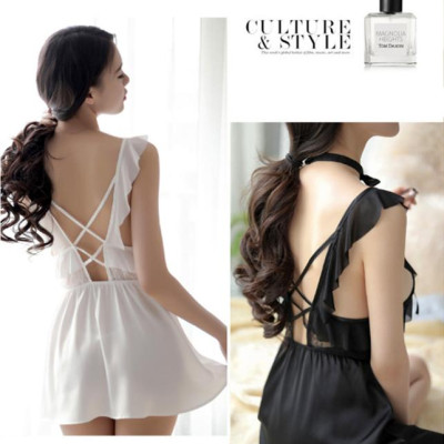 Váy ngủ siêu mỏng, Đồ ngủ nữ lụa cao cấp phối ngực ren bèo (Tặng bộ đồ lót PĐ) Freesize AN13