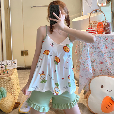 [CHẤT LƯỢNG_THUN COTTON] Đồ bộ thun mặc nhà 2 dây mảnh cổ tim co dãn, thoáng mát, chất vải dày cao cấp C002