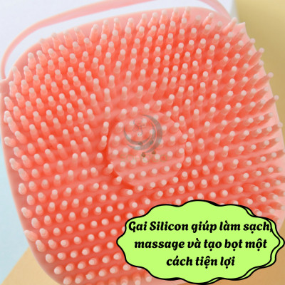 Bàn Chải Tắm Silicon 2 Trong 1 Tạo Bọt & Massage Toàn Thân-Bàn Chải Tắm Silicon Có Ngăn Chứa Sữa Tắm Thông Minh-Dụng Cụ Chà Lưng, Làm Sạch Cơ Thể Silicon Mềm Mại-Bàn Chải Tắm Cho Bé Và Người Lớn – Silicon Mềm, An Toàn