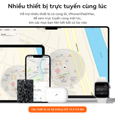 Thẻ định vị Ho,co DMH3 siêu mỏng, pin 100mAh sạc lại được, chống nước IP68, định vị toàn cầu cho iOS - Hàng chính hãng