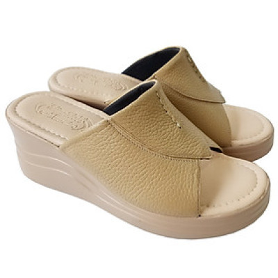 Dép Đế Xuồng Nữ BIGBEN Da Bò Thật Cao 7 Phân DX58