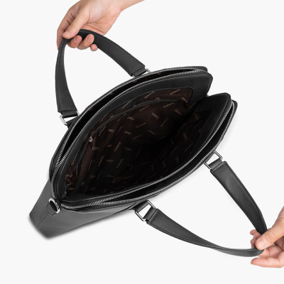 Túi Xách, Cặp Công Sở Thời Trang Nam Da Bò Swift Cao Cấp 2 Khoá GCE21 Đen