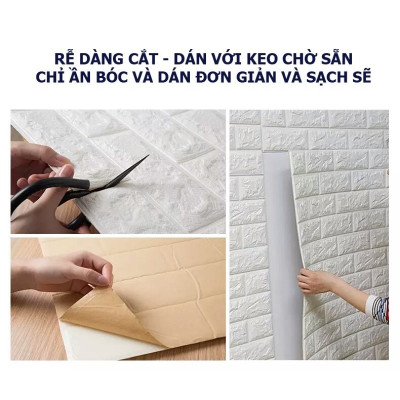 Xốp Dán Tường Giả Gạch 3D - Khổ 70x77 Dày 4mm Cao Cấp Cách Âm Cách Nhiệt Giá Rẻ Nhất