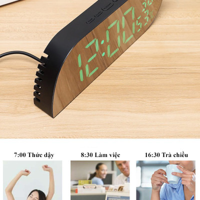 Đồng hồ LED Mặt Gương để bàn Nhiệt độ, Độ ẩm - L08