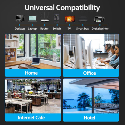 Dây cáp mạng Cat6 UTP Vention, dạng dẹt - độ dài 1m-15m dùng cho máy tính, laptop - Hàng chính hãng