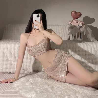 Set Đồ Ren Ánh Kim Quyến Rũ Kiêu Sa & Gợi Cảm  Bộ Nội Y Sequin Ánh Vàng Biến Hóa Thành Nữ Thần  Set Áo 2 Dây & Váy Ren Ôm Cực Phẩm Cho Nàng Sexy  Bộ Đồ Lấp Lánh Buộc Nơ Sau Thần Thái Nữ Chính Set Đồ Ngủ Ánh Kim Luxury Bắt Mắt Từ Mọi Góc Nhìn C080