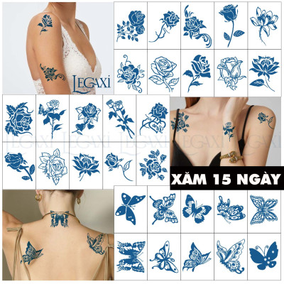10 Hình Xăm Dán Lâu Trôi 15 Ngày Tạm Thời Hoa Hồng Hoa Sen Bướm Xăm Tay Chân Unisex Thời Trang Legaxi