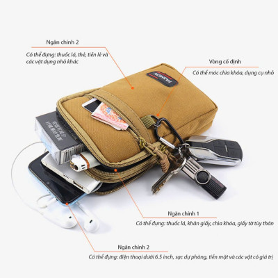 Túi đeo thắt lưng đựng điện thoại thích hợp để cắm trại, đi bộ đường dài, chạy bộ, túi đeo hông - Hàng chính hãng