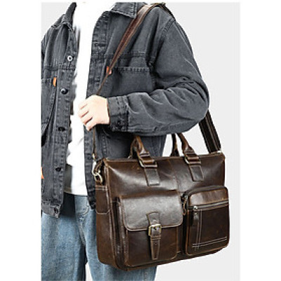 Cặp công sở nam da thật vừa laptop 15inch BHM5032