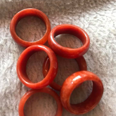 NHẪN ĐÁ CẨM THẠCH MÀU ĐỎ ĐẸP NI NHẪN 17MM HỢP MỆNH HỎA THỔ