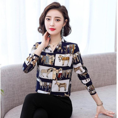 Áo sơ mi nữ công sở thiết kế họa tiết dân gian Sm78