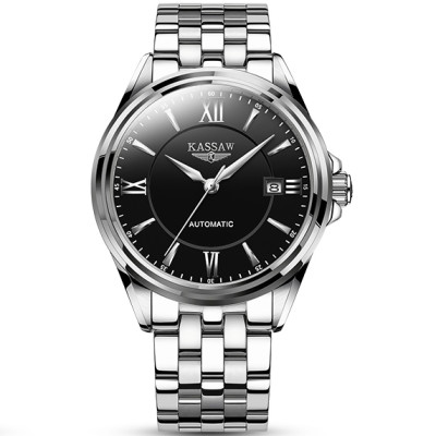 Đồng hồ nam chính hãng KASSAW K818-3 Kính sapphire chống xước ,Chống nước 50m ,Bảo hành 24 tháng,Máy cơ (Automatic),mặt đen dây thép xịn