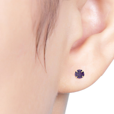 14K Gold Post Earrings Violet - MOON Jewelry