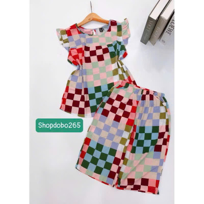 Đồ bộ nữ,đồ ngủ mặc nhà lửng tay cánh tiên vải lanh mềm,mát BL 169 hoạ tiết dễ thương size 45-70kg.