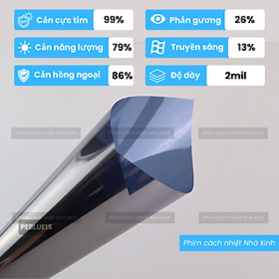 Phim dán kính phản quang, chống nóng cao cấp  Hàn Quốc - Phim 1 chiều chống nhìn trộm, Cản nhiệt cực cao, cắt UV đến 99,9% - Màu bạc
