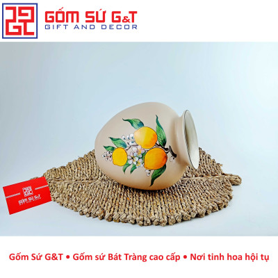 Lọ hoa dáng vò vẽ cam Gốm Sứ G&T