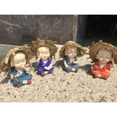 Bộ Tượng 4 Chú Tiểu Trang Trí Tiểu Cảnh, Bàn Làm Việc, Taplo Xe Oto | Tượng Tứ Không Mang Nhiều Ý Nghĩa, Trang Trí Phong Thủy, Sang Trọng