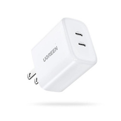 Ugreen UG90299CD243TK 40W Bộ sạc nhanh 2 cổng USB-C chuẩn cắm US Màu Trắng - HÀNG CHÍNH HÃNG