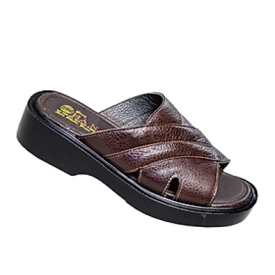 Dép Nam Quai Ngang Da Bò Thật HÀ NAM Đế Cao Dành Cho Người Thấp DN2042