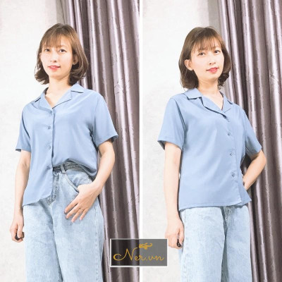 Áo sơ mi cổ vest quốc dân nhiều màu, chất lụa tơ hàn, phối chân váy, quần jeans ,quần tây, quần short siêu xinh–NER-N109