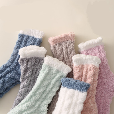 Combo 5 đôi Tất vớ cổ cao nữ chất len bông tất lông cừu siêu dày màu xinh