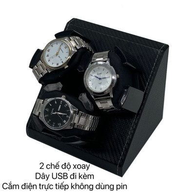 ￼Hộp Xoay Đồng Hồ Cơ Dành Cho 3 Chiếc Chất Liệu Da