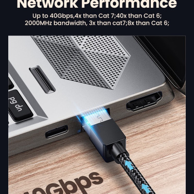 Cáp mạng Cat8 đúc sẵn bọc dù dài 15M Ugreen 30799  hàng chính hãng