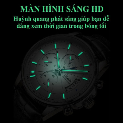 Đồng hồ nam chống nước DIZIZID chính hãng dây da cao cấp - Chạy full 6 kim và lịch ngày - Chống nước tốt - Kim dạ quang - Tặng kèm pin dự phòng DZDT69