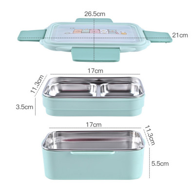 Hộp Cơm Giữ Nhiệt 2 Tầng Inox 2 Lớp Chắn Chắn Tặng kèm muỗng- Hàng Chính Hãng ( Màu ngẫu nhiên)