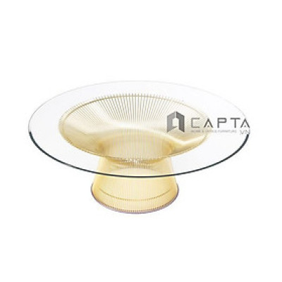Bàn Sofa mặt kính cường lực TS PLATNER GOLD 08 Nội thất Capta Bàn sofa mặt kính tròn·cường lực Platner chân sắt mạ màu vàng gold