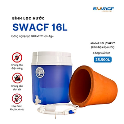 Bình lọc nước uống trực tiếp SWACF 16L | CWFLT Nano bạc, lõi lọc 7L, tốc độ lọc 2 - 4 lít/giờ, giữ khoáng thiết yếu - Công nghệ Mỹ