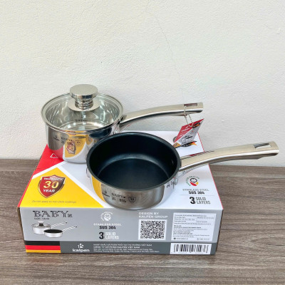 Bộ Nồi Chảo Inox 3 Lớp Liền Khối Kalpen Baby BB14 size 14cm