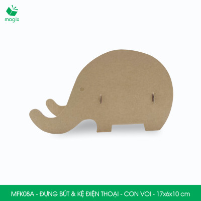 MFK08A - Đựng bút & kệ điện thoại bằng giấy carton - Hộp bút kiểu dáng Con voi - 17x6x10 cm